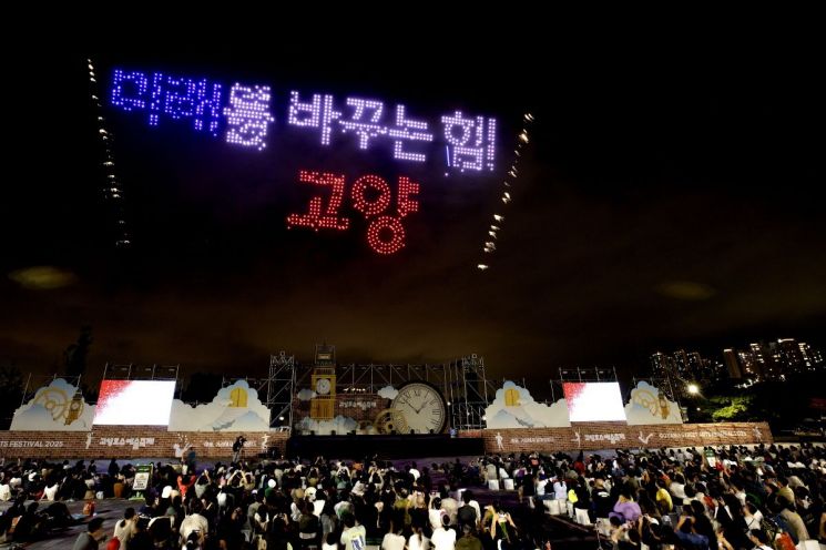 [포토] '고양호수예술축제' 개막…화려한 ‘불꽃극·드론 라이트 쇼’ 