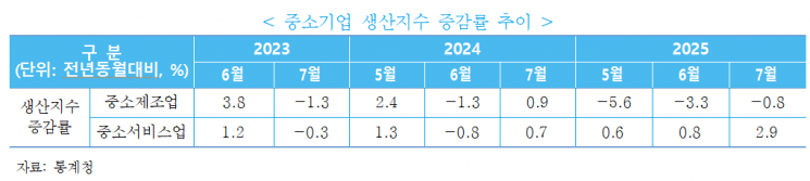 "소비쿠폰 영향"…올해 7월 中企 서비스업 생산지수 상승