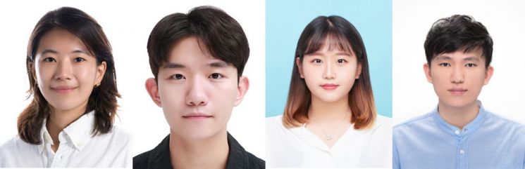 연구진, (좌측부터) 윤희인 교수, 안창민 연구원(제1저자), 안효경 연구원, 남현준 연구원. UNIST 제공