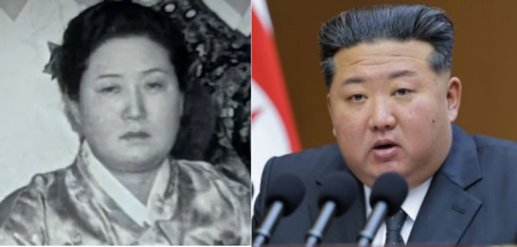김정은 북한 국무위원장의 외할머니(왼쪽)와 김 위원장. 채널A '이제만나러갑니다', 연합뉴스