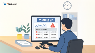 대학 연구비 집행을 사전 예방 관리 기능을 제공하는 웹케시 연구행정통합관리시스템(rERP)에 탑재된 '연구비안심e'. 웹케시