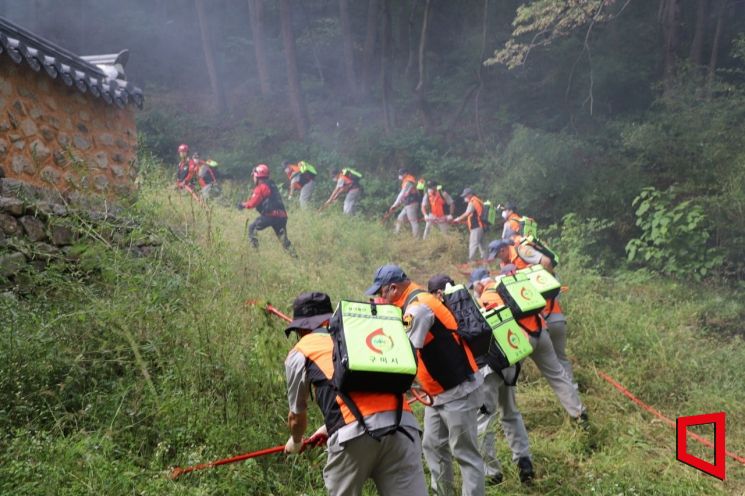 구미소방서, '목조 문화재' 합동소방훈련 실시