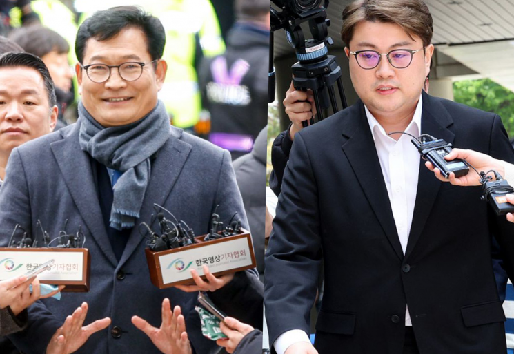 송영길 소나무당 대표(좌)와 트로트 가수 김호중씨. 아시아경제 DB.