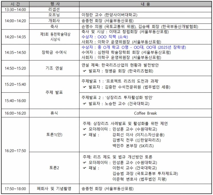 서울부동산포럼, 내달 6일 창립기념세미나…리츠 시장 흐름 한눈에