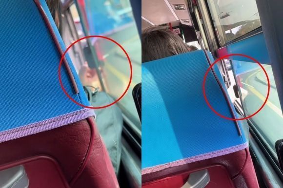 제주 시내버스 안에서 한 외국인 여성이 창문을 열고 담배를 피우는 모습. 인스타그램
