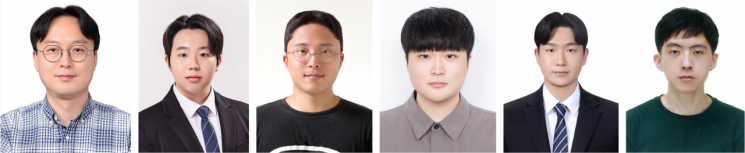 (왼쪽부터) GIST 김승준 교수, 강성준·김광빈 박사과정생, 김보천·박정주·신세무 석사과정생.