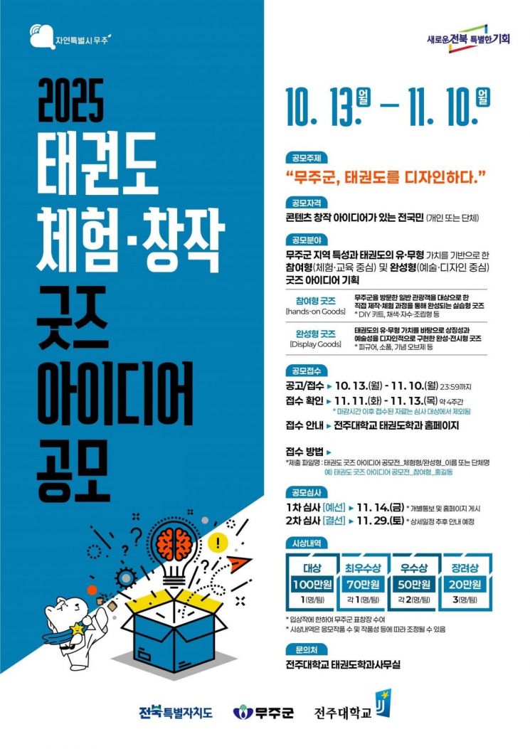 ‘2025 태권도 체험·창작 굿즈 아이디어 공모전’ 포스터. 전주대 제공