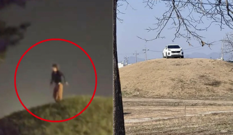 지난해 경주 신라문화제 화랑힙합페스타에서는 한 청년이 고분 위에 올라 춤을 추는 모습(왼쪽), 2020년 쪽샘지구 고분 위에 스포츠유틸리티차량(SUV)을 주차된 모습. 온라인 커뮤니티