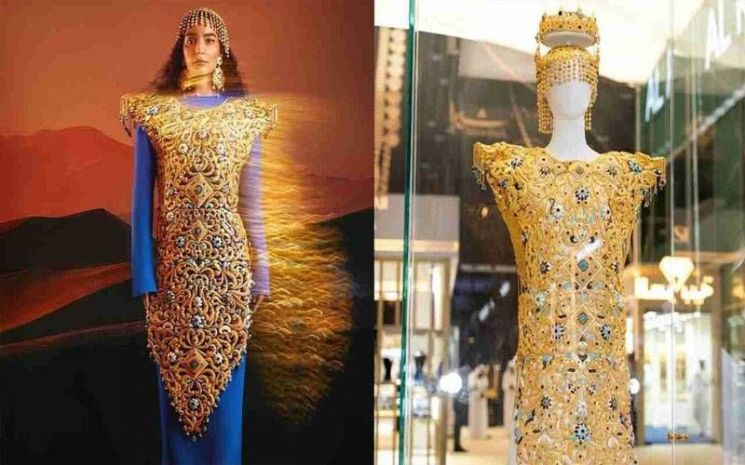 귀금속 회사 ‘알 로마이잔’이 21캐럿 금 1270.5g을 들여 제작한 황금 드레스. 기네스월드레코드
