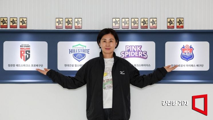 전영아 한국배구연맹 심판위원장이 15일 서울 마포구 한국배구연맹에서 인터뷰에 앞서 포즈를 취하고 있다. 강진형 기자