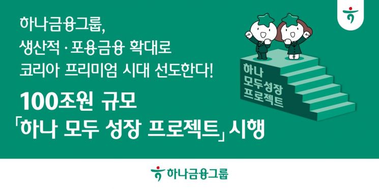 하나금융, 100조원 규모 '하나 모두 성장 프로젝트' 시행…생산적·포용금융 확대