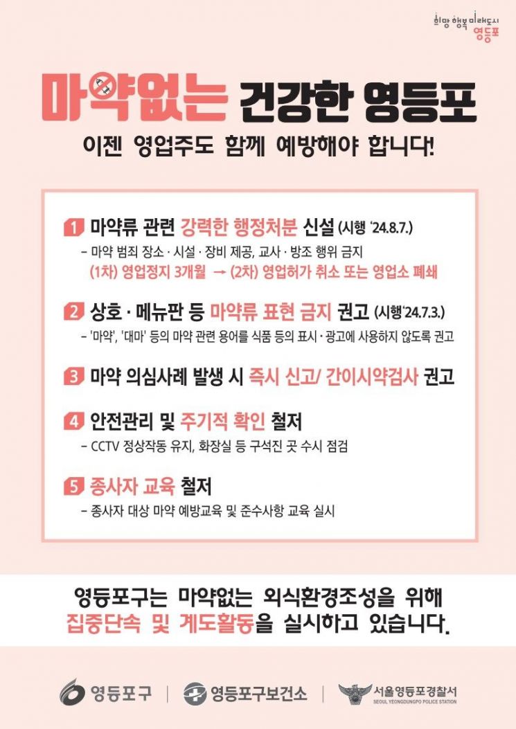 필로폰·대마·코카인…영등포구, 마약 확산 차단에 총력