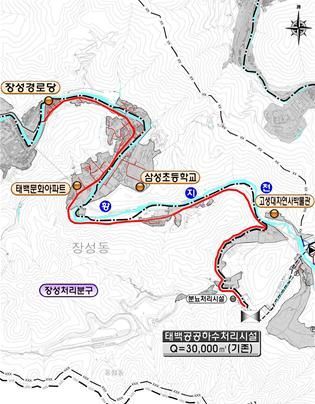 장성2분구 하수관로 정비사업. 태백시 제공