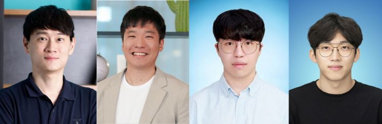 연구진, (좌측부터) 윤성환 교수, 유재준 교수, 이태환 연구원(제1저자), 서경국 연구원(제1저자). UNIST 제공