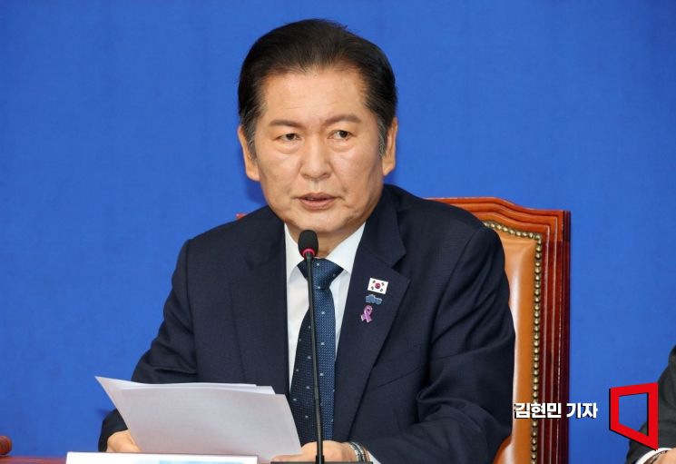 정청래 더불어민주당 대표가 22일 국회에서 열린 최고위원회의에서 발언하고 있다. 2025.10.22 김현민 기자