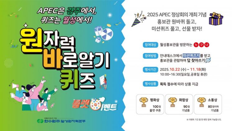 APEC 도시는 경주, 지식 무대는 월성… 즐기며 배우는 ‘원자력 바로알기 퀴즈 룰렛 이벤트’