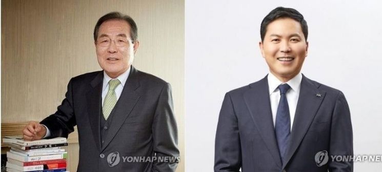 콜마 창업자인 아버지 윤동한 회장(왼쪽)과 아들 윤상현 부회장