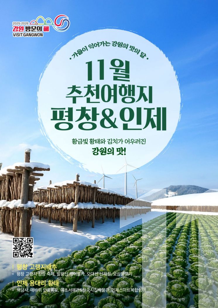 [강원 방문의 해]11월 추천 여행지…평창 '고랭지 배추'-인제 '용대리 황태'