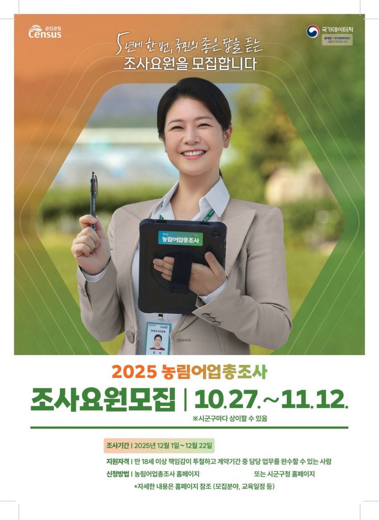 장수군, '농림어업총조사' 조사요원 모집