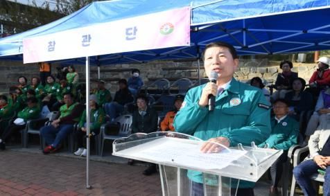 백경현 구리시장이 지난 24일 구리아트홀에서 2025년 재난대응 안전한국훈련에 참석해 인사말을 하고 있다. 구리시 제공