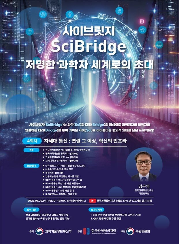 차세대 통신 미래 영재들과 만난다…김근영 ETRI 박사 '사이브릿지' 강연