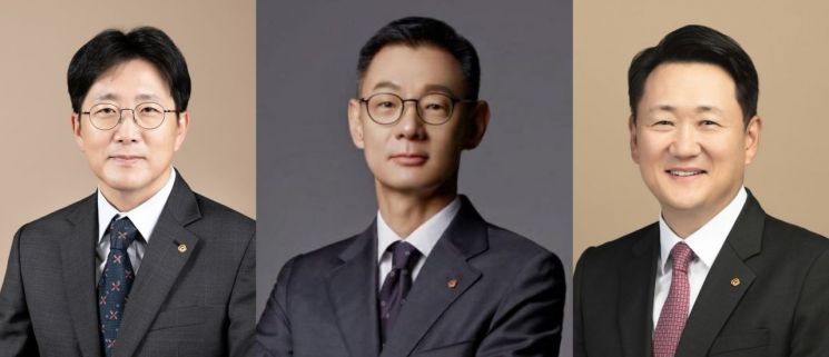 오른쪽부터 김우석 ㈜한화 건설부문 대표 내정자, 김재현 한화세미텍 대표 내정자, 양기원 한화임팩트 대표 내정자. 한화그룹 제공