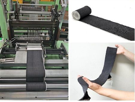 근육옷감 연속 대량생산을 위한 자동직조기 및 제작품. 한국기계연구원 제공