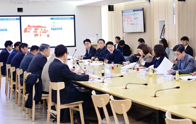 김대순 경기도 행정2부지사가 29일 북부청사에서 '경기북부 미분양 산업단지 합동 대책회의'를 열고 있다. 경기도 제공