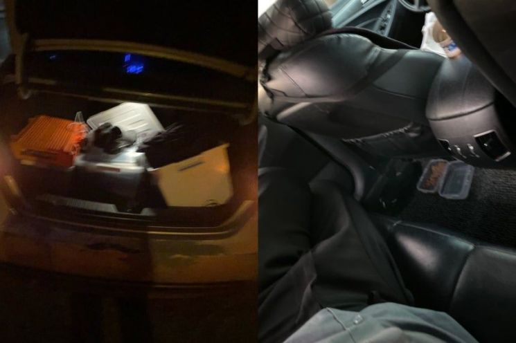 A씨가 차에서 고양이와 함게 생활하던 모습. 온라인 커뮤니티 캡처