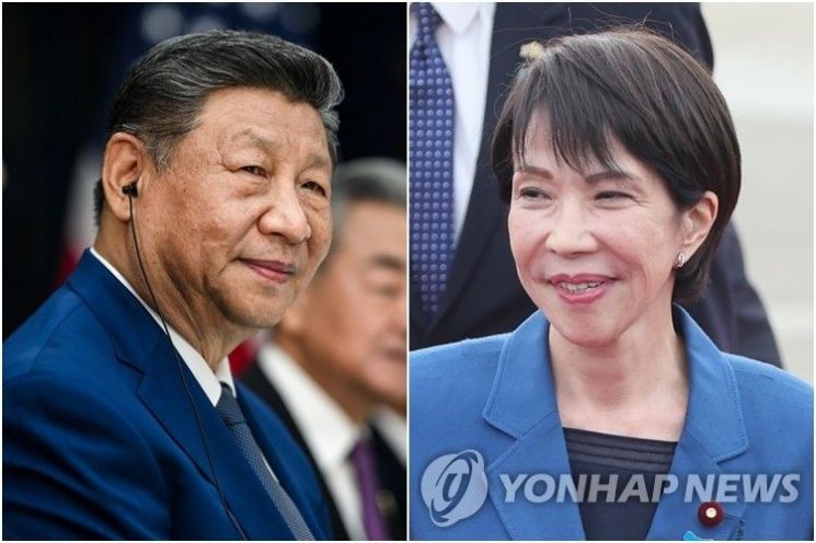 시진핑 중국 국가주석(왼쪽)과 다카이치 사나에 일본 총리. 연합뉴스