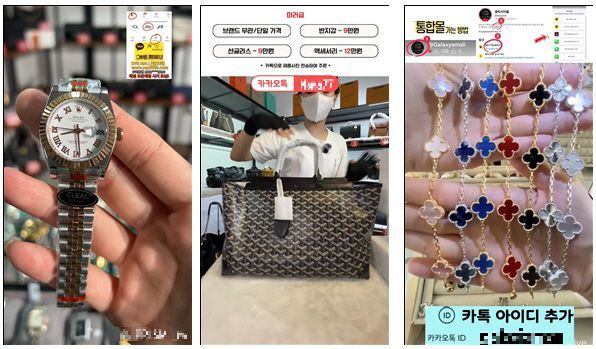 동영상 플랫폼에서 실제 판매중인 위조상품. 김동아 의원실 제공