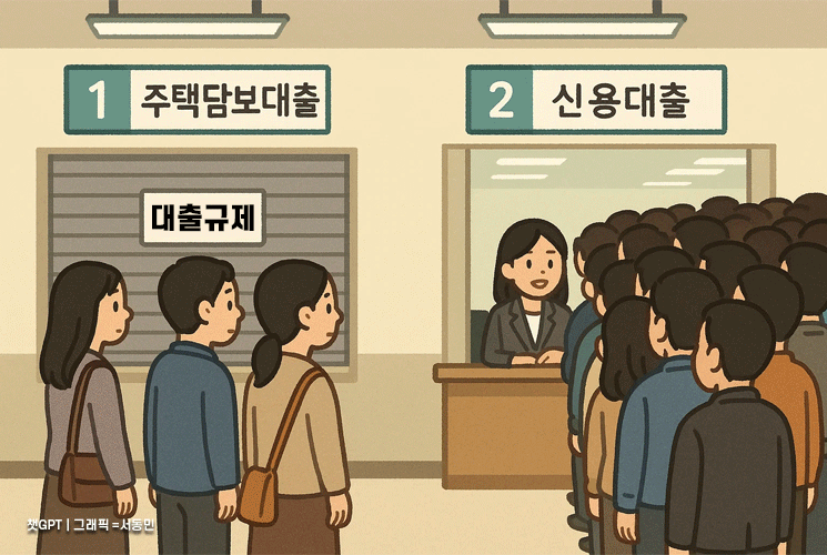 "마통 뚫고 예담대 받아 급전 영끌"…주담대 풍선효과에 신용대출 다시 증가