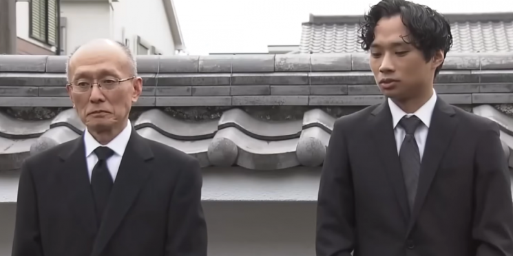 나고야 살인사건 피해자 남편(왼쪽)과 아들. 나고야TV 보도 화면