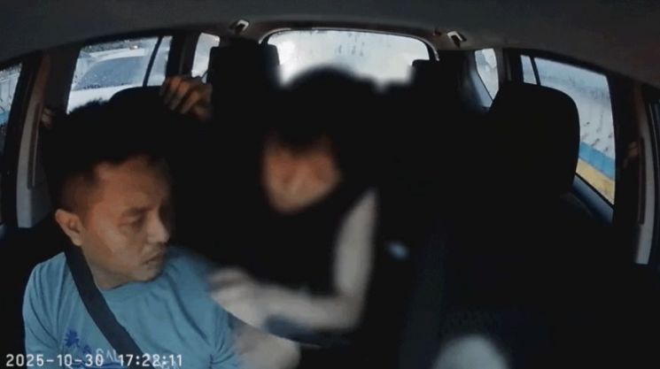 인도네시아 자카르타에서 한국인으로 추정되는 남성이 택시 안에서 난동을 부렸다. 틱톡 캡처