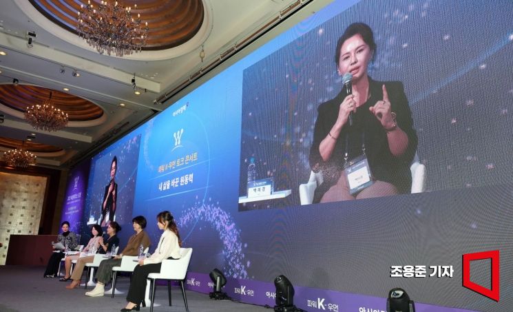 [포토] 파워 k-우먼 토크 콘서트, 발언하는 백미경 작가
