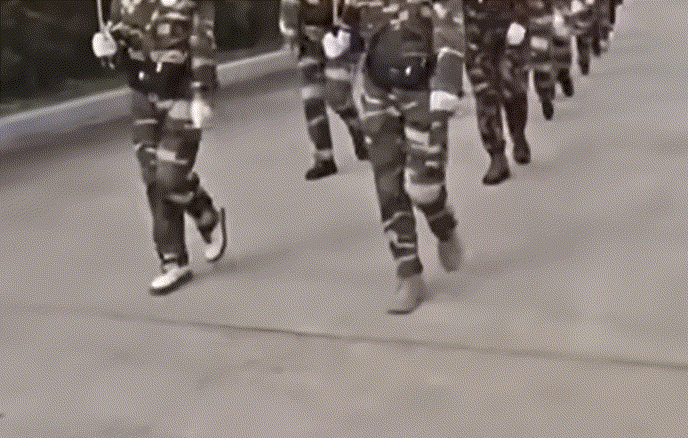 서울 여의도 한강공원에서 최근 군복과 유사한 복장을 입은 중국인 단체가 행진곡에 맞춰 단체 행진을 하고 있다. 더우인