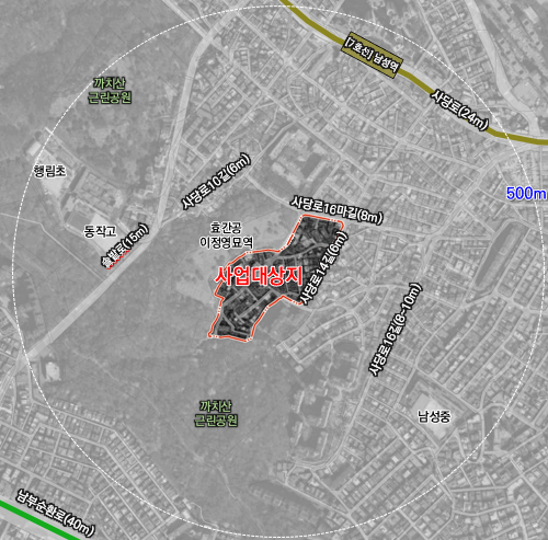 사당12구역(사당동 288번지 일대) 위치도. 동작구 제공.