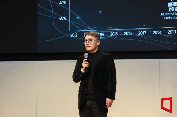 소병식 삼성물산 ENG 혁신실장(부사장0이 지난 11일 서울 강동구 삼성물산 본사에서 열린 '2025 AI Day'에서 기조연설을 하고 있다. 삼성물산 제공