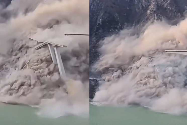 산사태 났다고…완공 1년도 안된 中 신축 교량 '와르르'