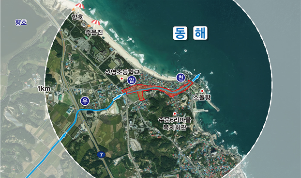 강릉시, 우암 자연재해위험개선지구 정비사업 위치도. 강릉시 제공