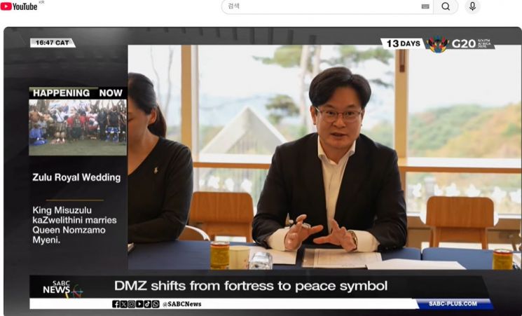 남아프리카공화국 SABC NEWS에 보도된 김병수 시장 인터뷰. 김포시 제공