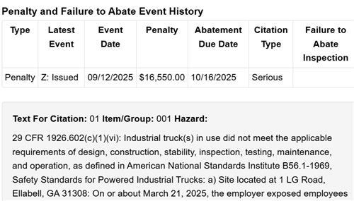 OSHA 보고서 캡처.