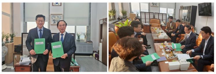 심민 임실군수가 최근 안호영 기후에너지환경노동 위원장을 만나 옥정호 생태관광 인프라 구축을 위한 임실군 핵심 현안 사업 해결에 국회 차원의 적극적인 협조와 지원을 요청했다. 임실군 제공