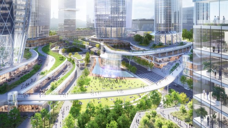 용산국제업무지구 국제업무존 중앙부 그린커브. 용산구 제공.