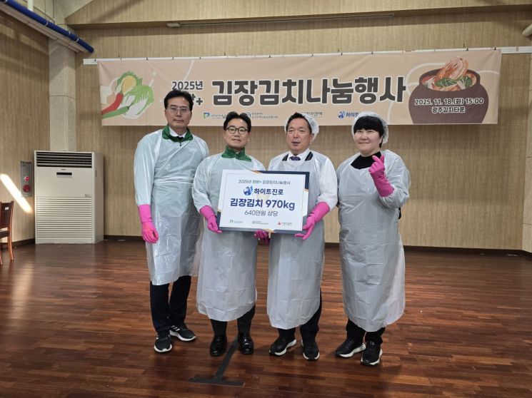 하이트진로㈜가 남구 취약계층 지원을 위해 약 640만 원 상당의 김장김치 약 970㎏(140여 세대 분량)을 후원했다. 광주사회복지공동모금회 제공