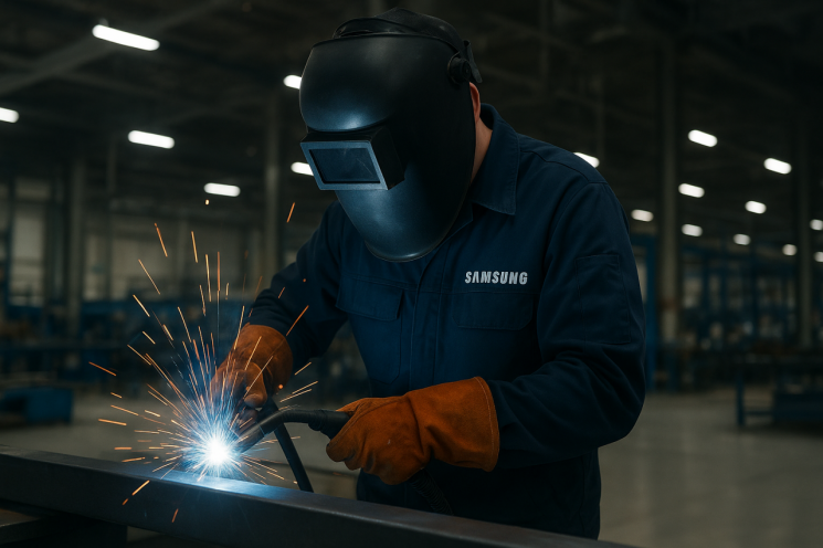삼성전자가 텍사스주 테일러시에 구축 중인 파운드리 생산라인 공사에서 현지 용접공에게 하루 최대 480달러(약 70만원)를 지급했다. 챗GPT 생성이미지