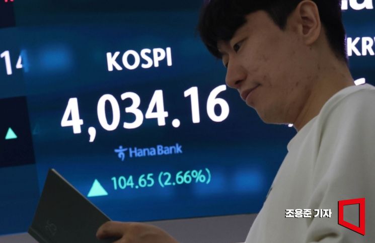 아시아경제 - [포토] 엔비디아 실적 호재? 코스피 4000선 회복