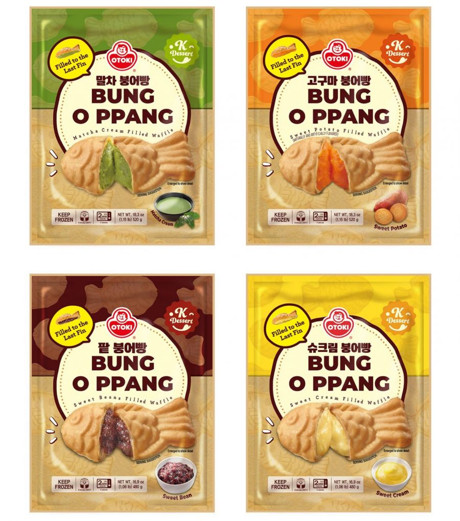 오뚜기가 12월 미국 시장에 출시 예정인 말차·고구마·팥·슈크림 등 4종 붕어빵 제품. 오뚜기 제공