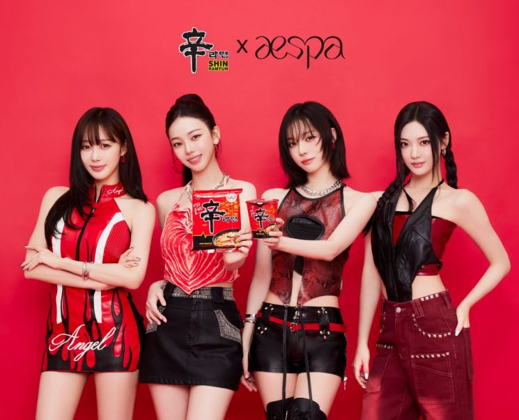 aespa, serving as the global ambassador for Shin Ramyun. Provided by Nongshim.