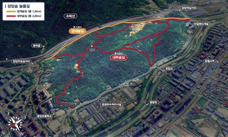 장암숲 늘품길 안내도. 의정부시 제공